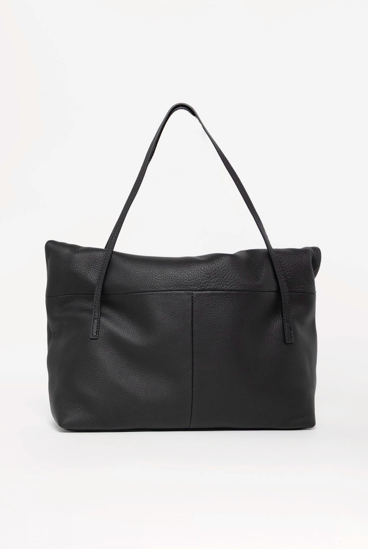 swatch_Black sook sustainable class leather foldover tote
