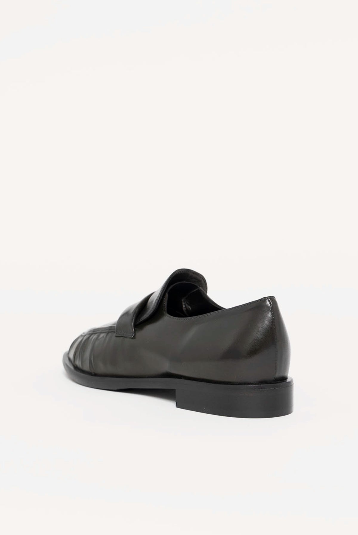 swatch_Dark Green Leather l'idea italian leather ruched loafer