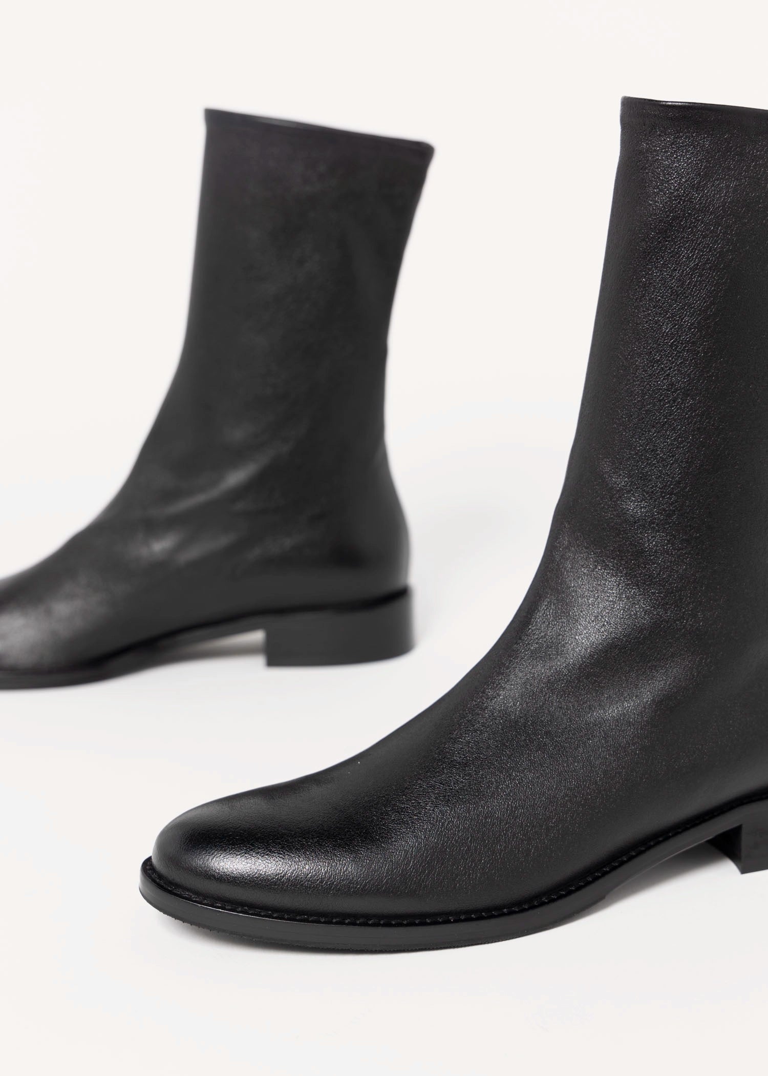 swatch_Black Leather l'idea italian leather sock boot