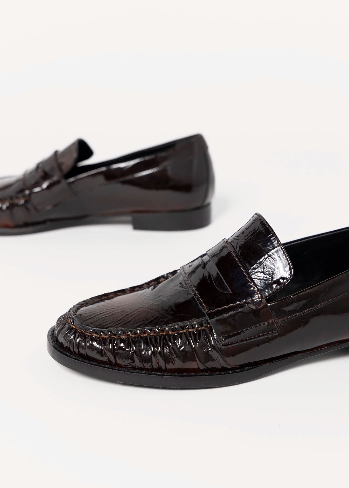 swatch_Brick Patent l'idea italian patent leather ruched loafer
