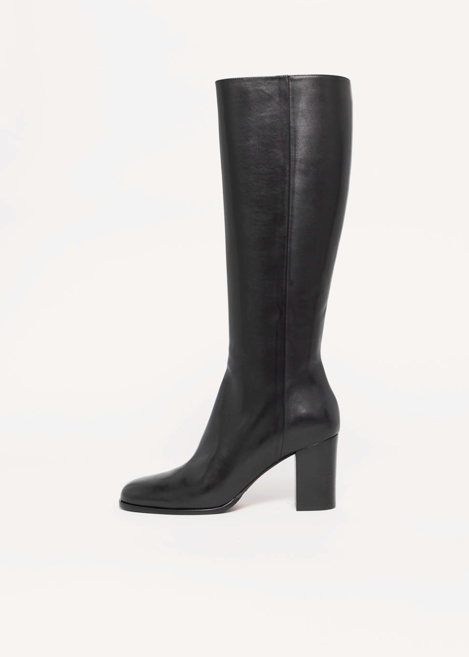 swatch_Black Leather mara bini italian leather knee hight heeled boot