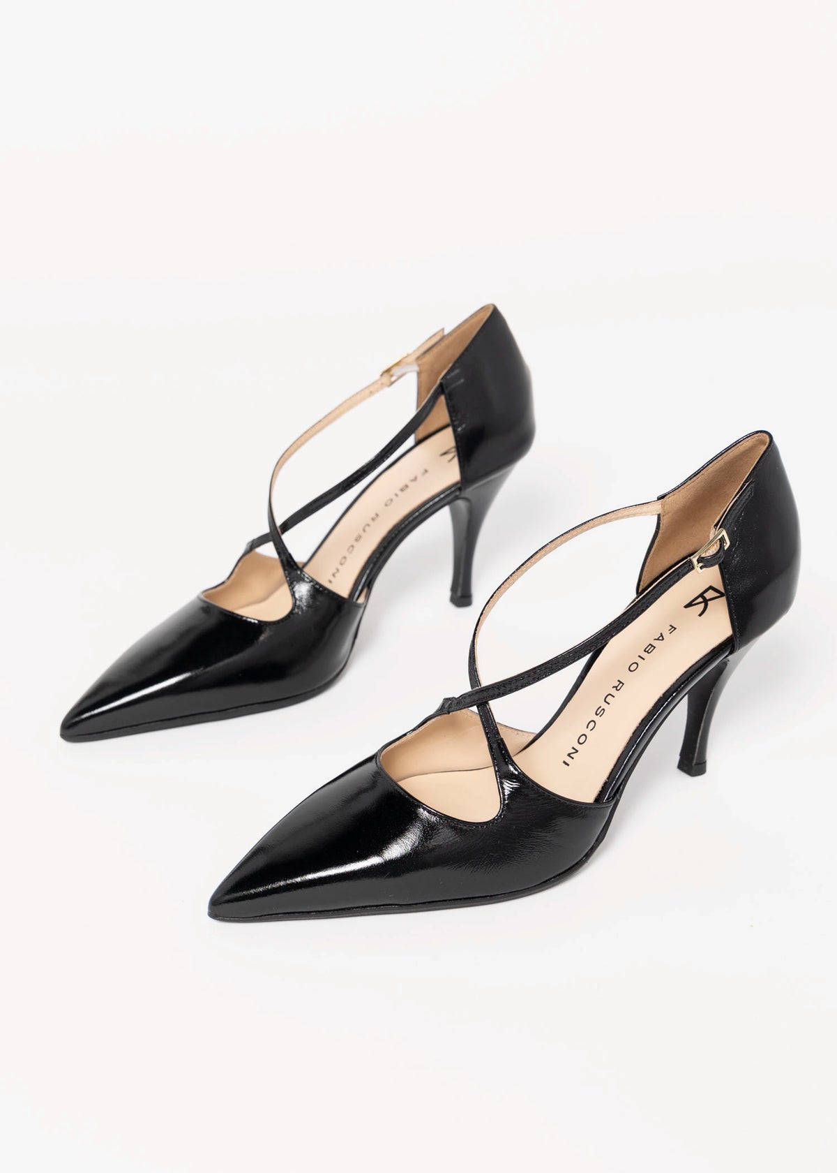 swatch_Black Leather fabio rusconi italian leather criss cross pump