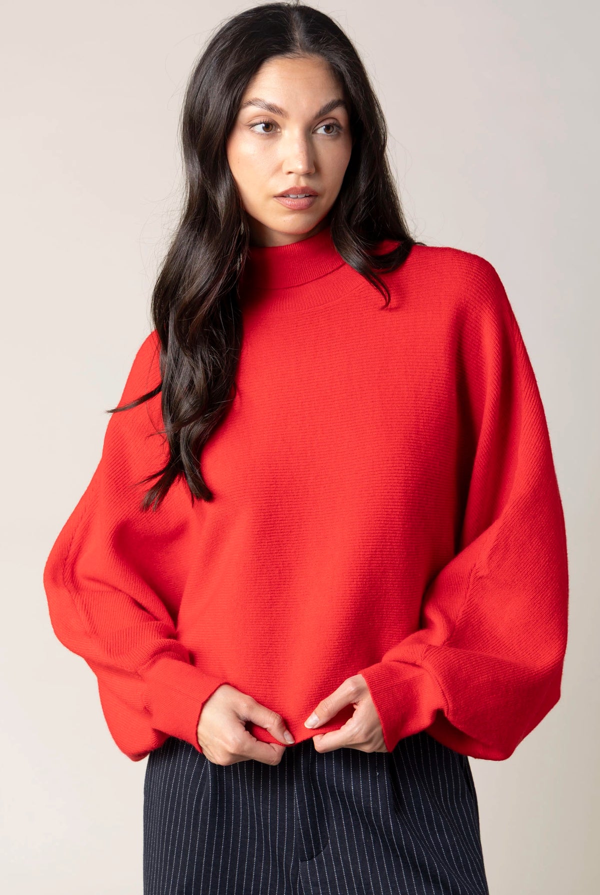 swatch_Red ribbed turtleneck sweater