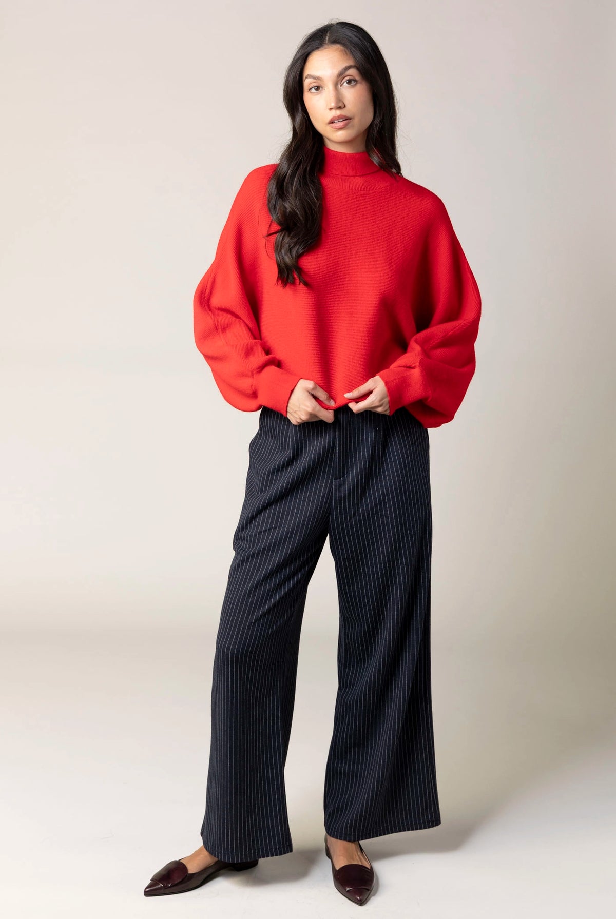 swatch_Red ribbed turtleneck sweater
