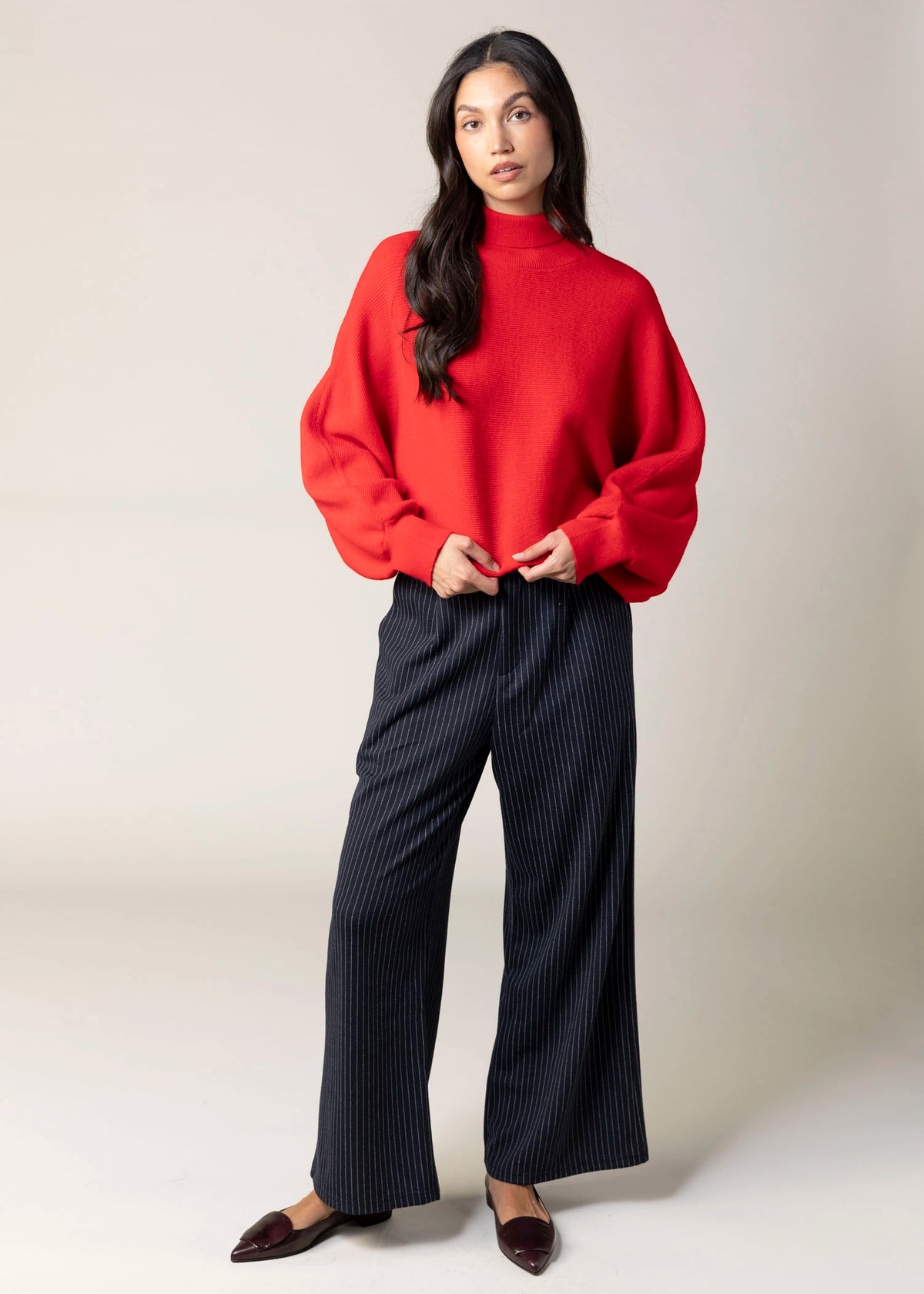 swatch_Red ribbed turtleneck sweater