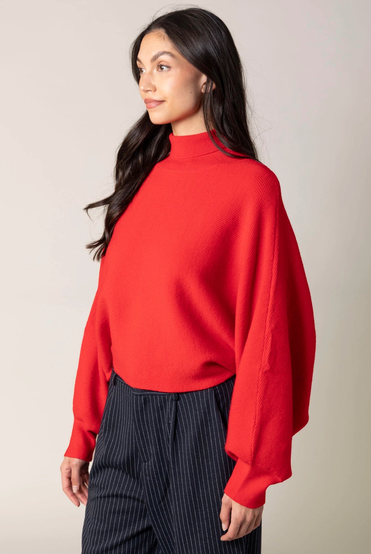 swatch_Red ribbed turtleneck sweater