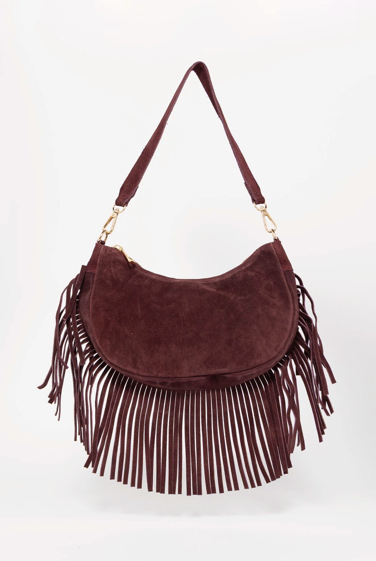 swatch_Burgundy demy italian suede fringe hobo bag