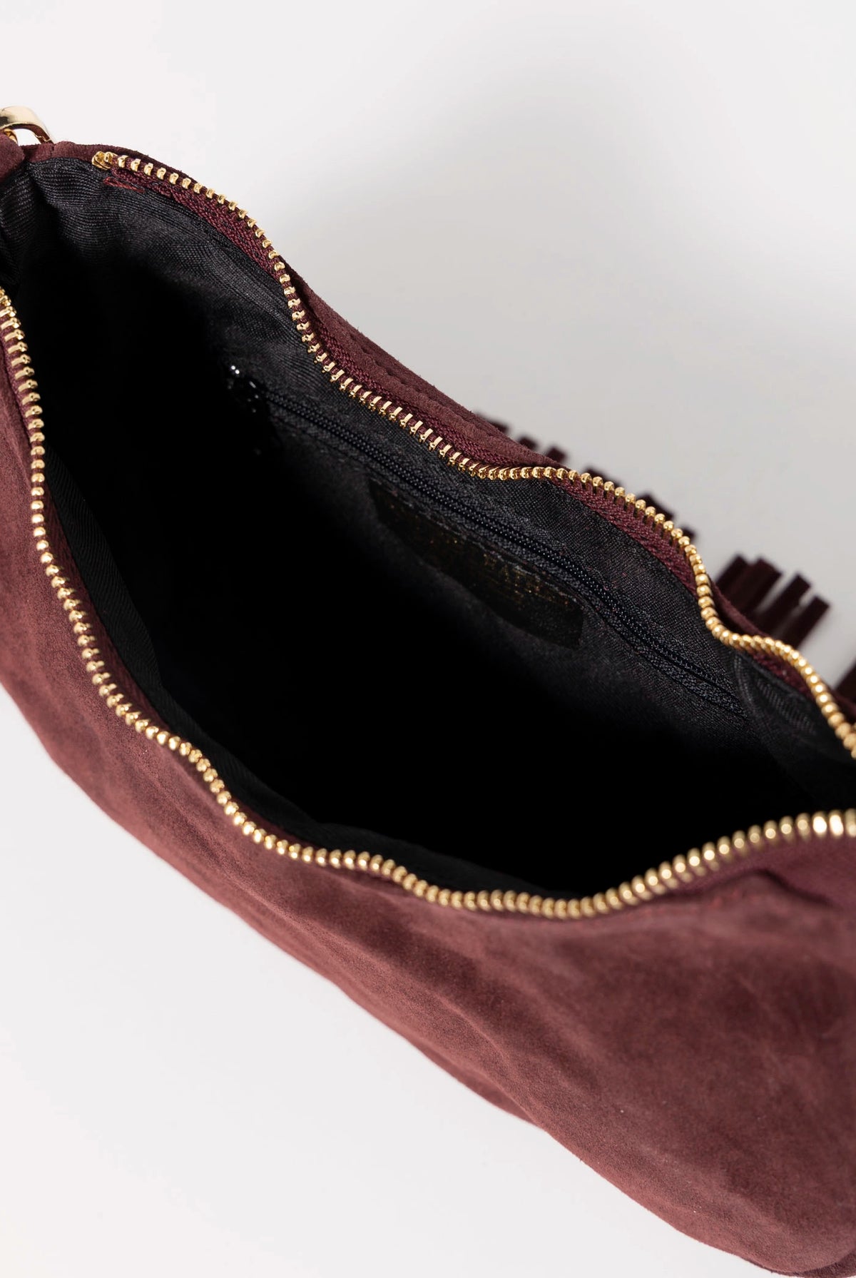 swatch_Burgundy demy italian suede fringe hobo bag
