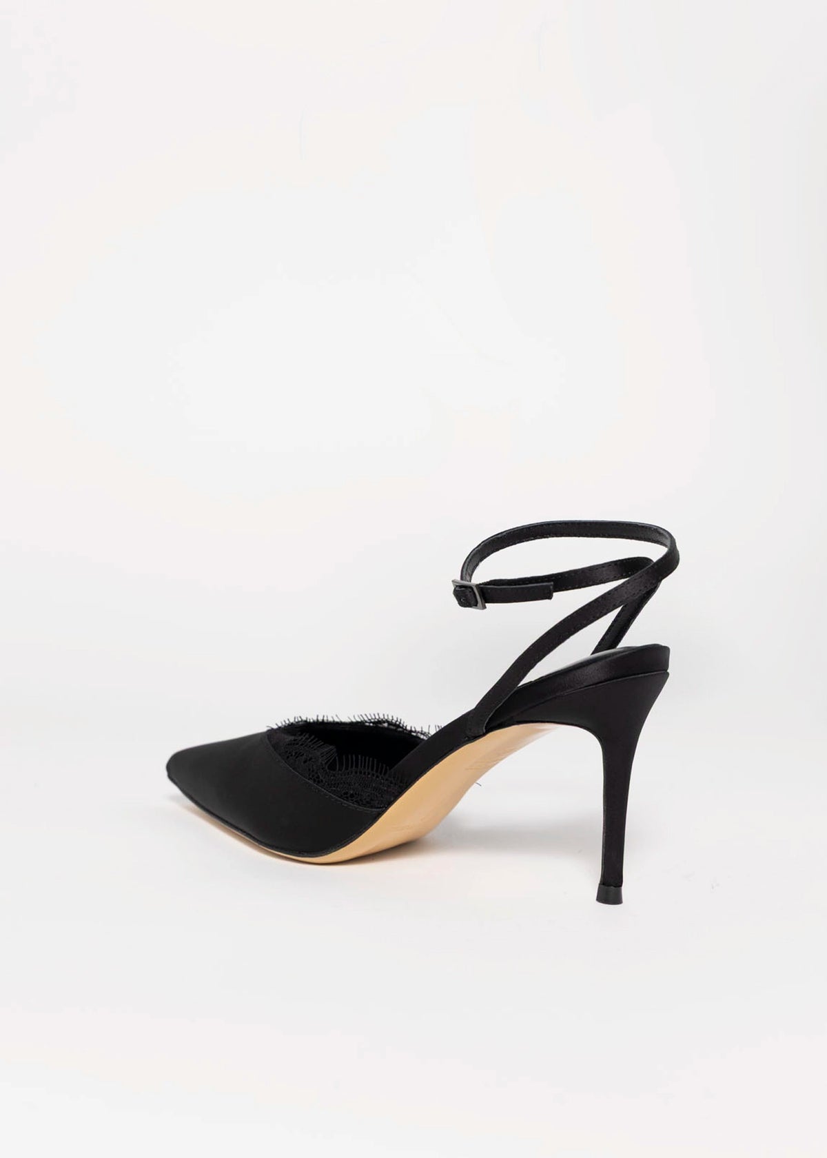 swatch_Black Satin black suede studio lace pump
