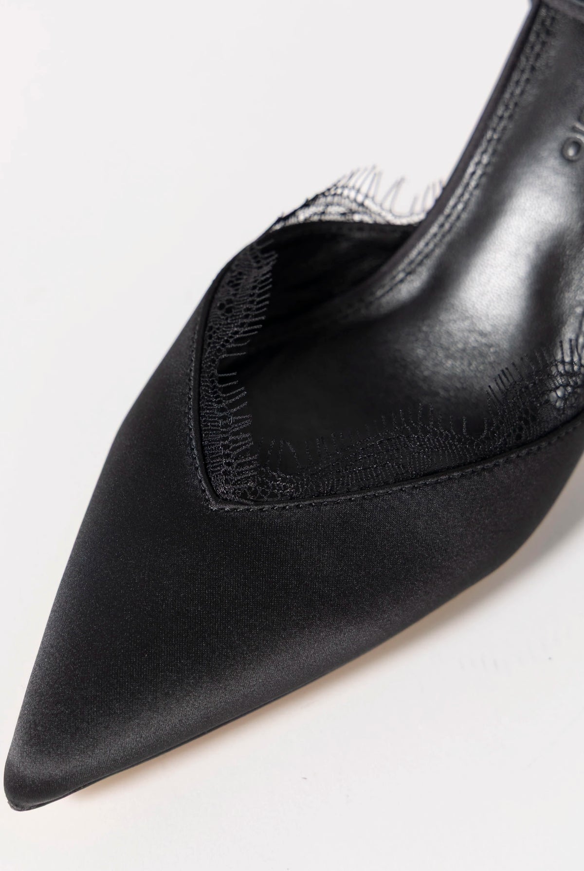 swatch_Black Satin black suede studio lace pump