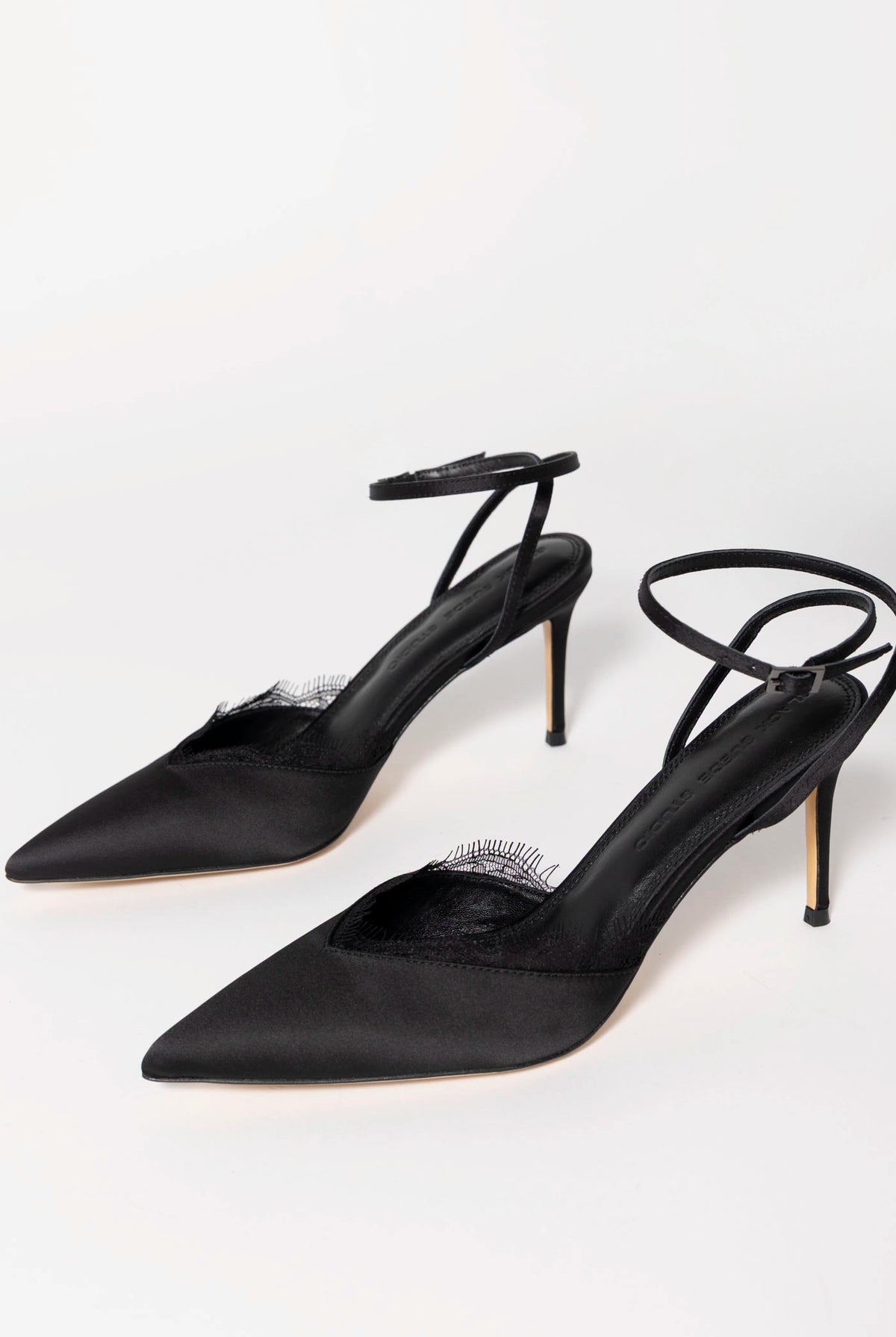swatch_Black Satin black suede studio lace pump