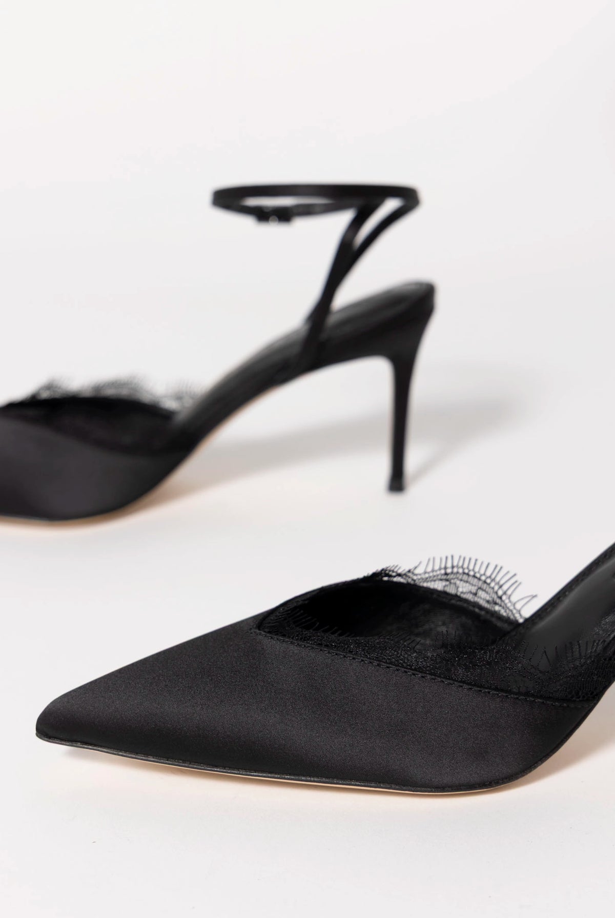 swatch_Black Satin black suede studio lace pump