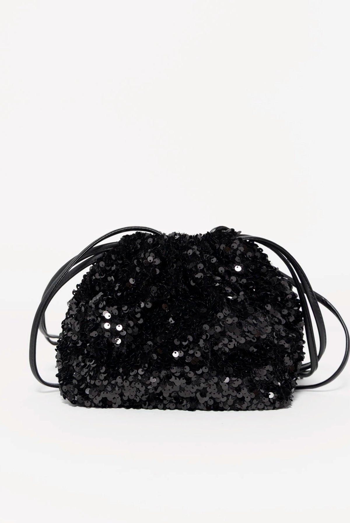swatch_Black robby sequin drawstring bag