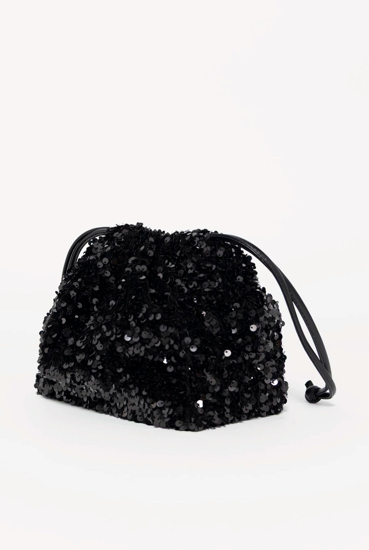 swatch_Black robby sequin drawstring bag