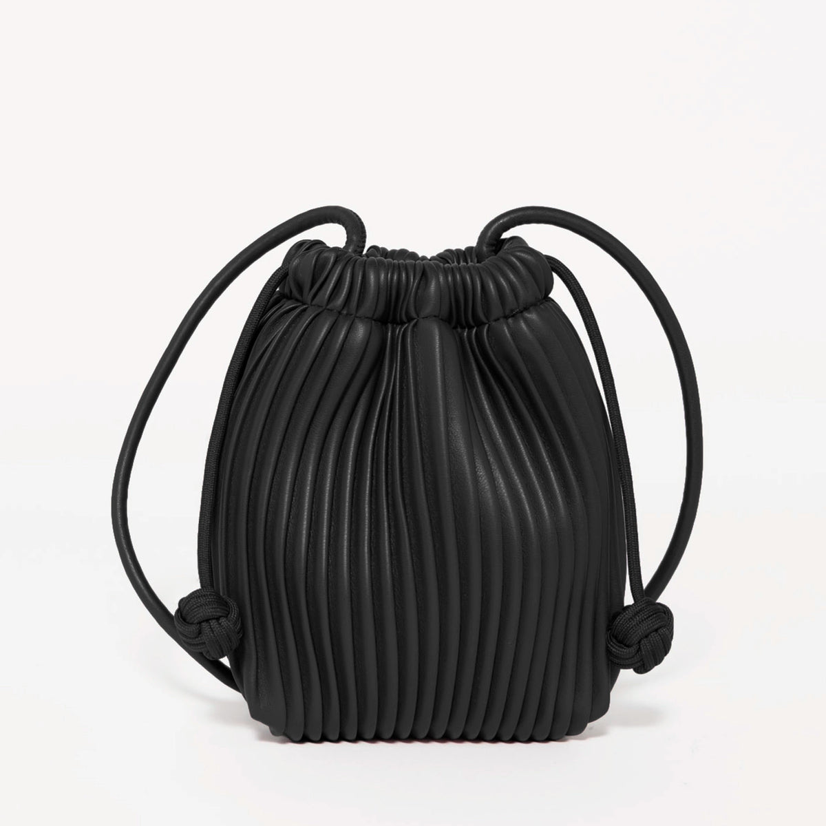 swatchc_Black pleated drawstring bucket bag