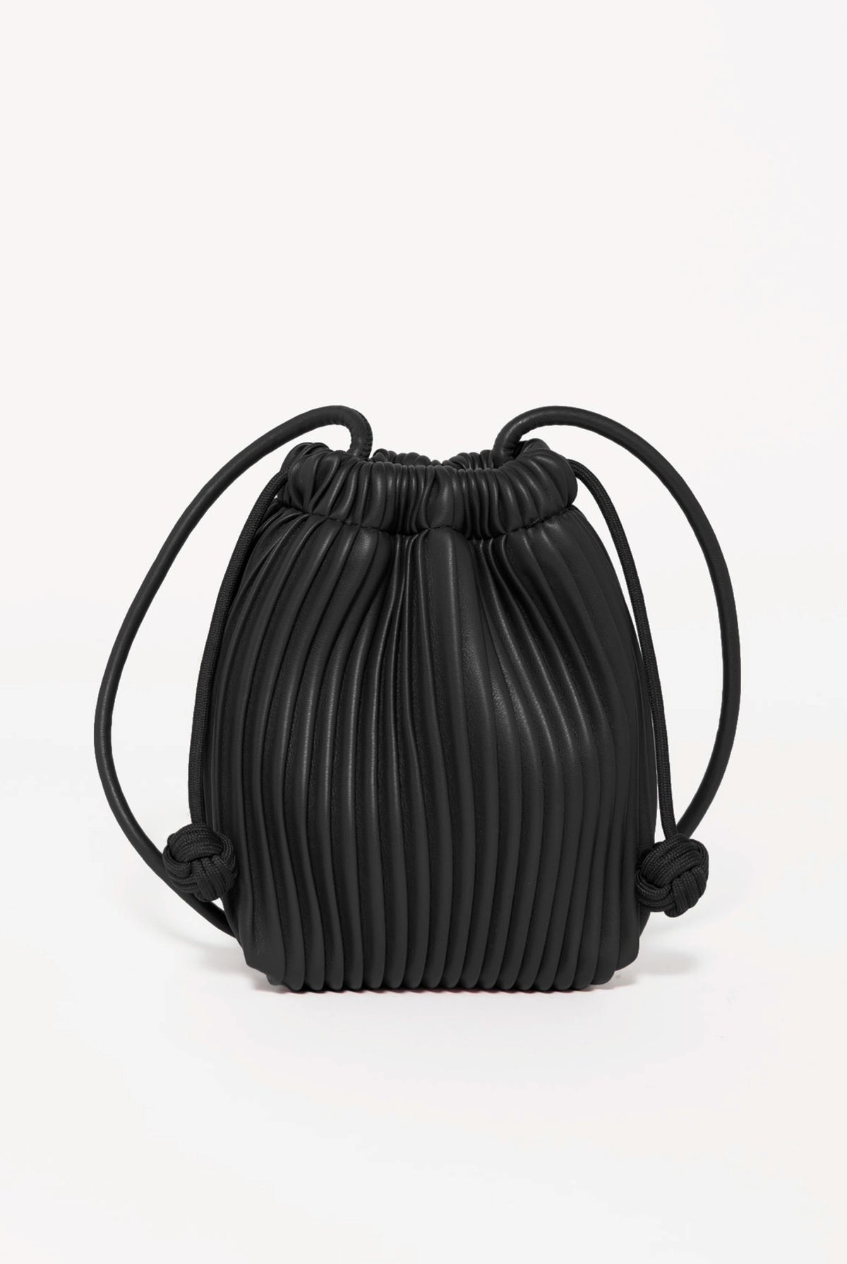 swatchc_Black pleated drawstring bucket bag