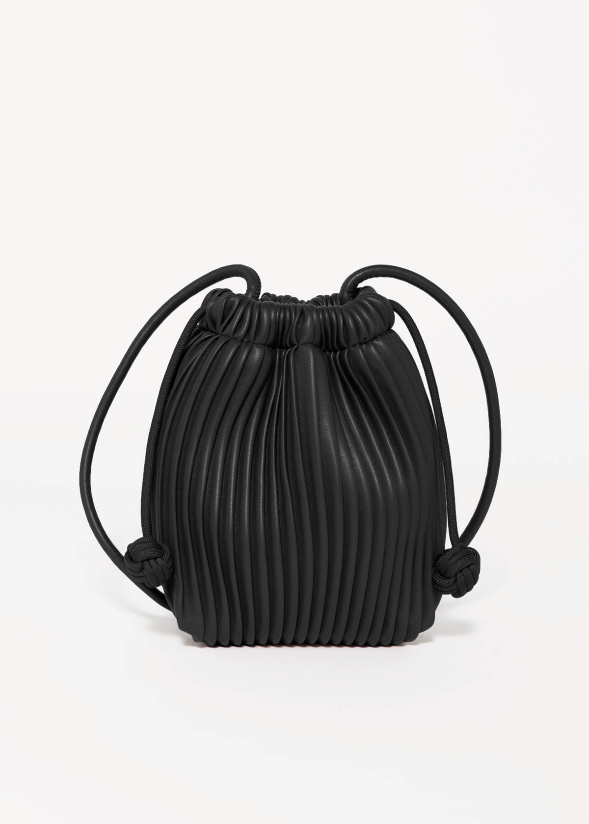 swatchc_Black pleated drawstring bucket bag