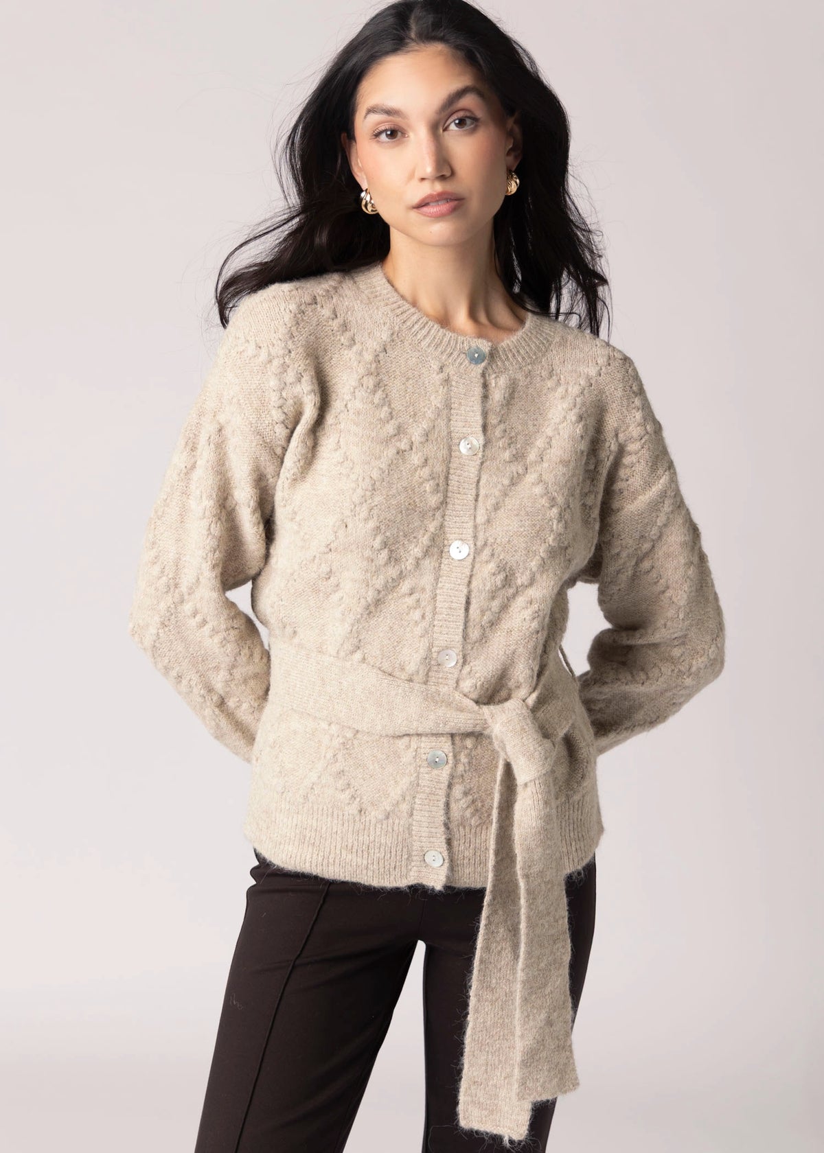 swatch_Almond greylin bonnie belted cardigan