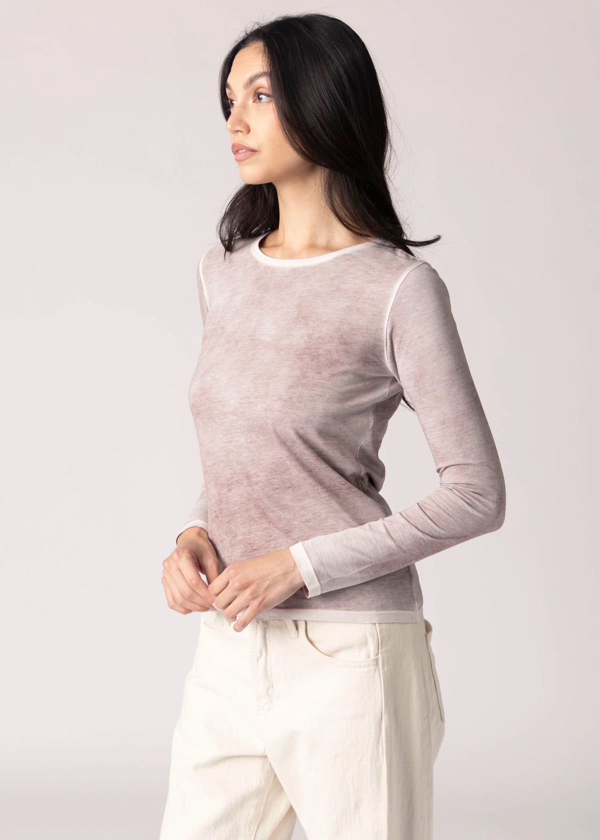 swatch_Brown/Stone patrick assaraf reverse spray pima cotton tshirt