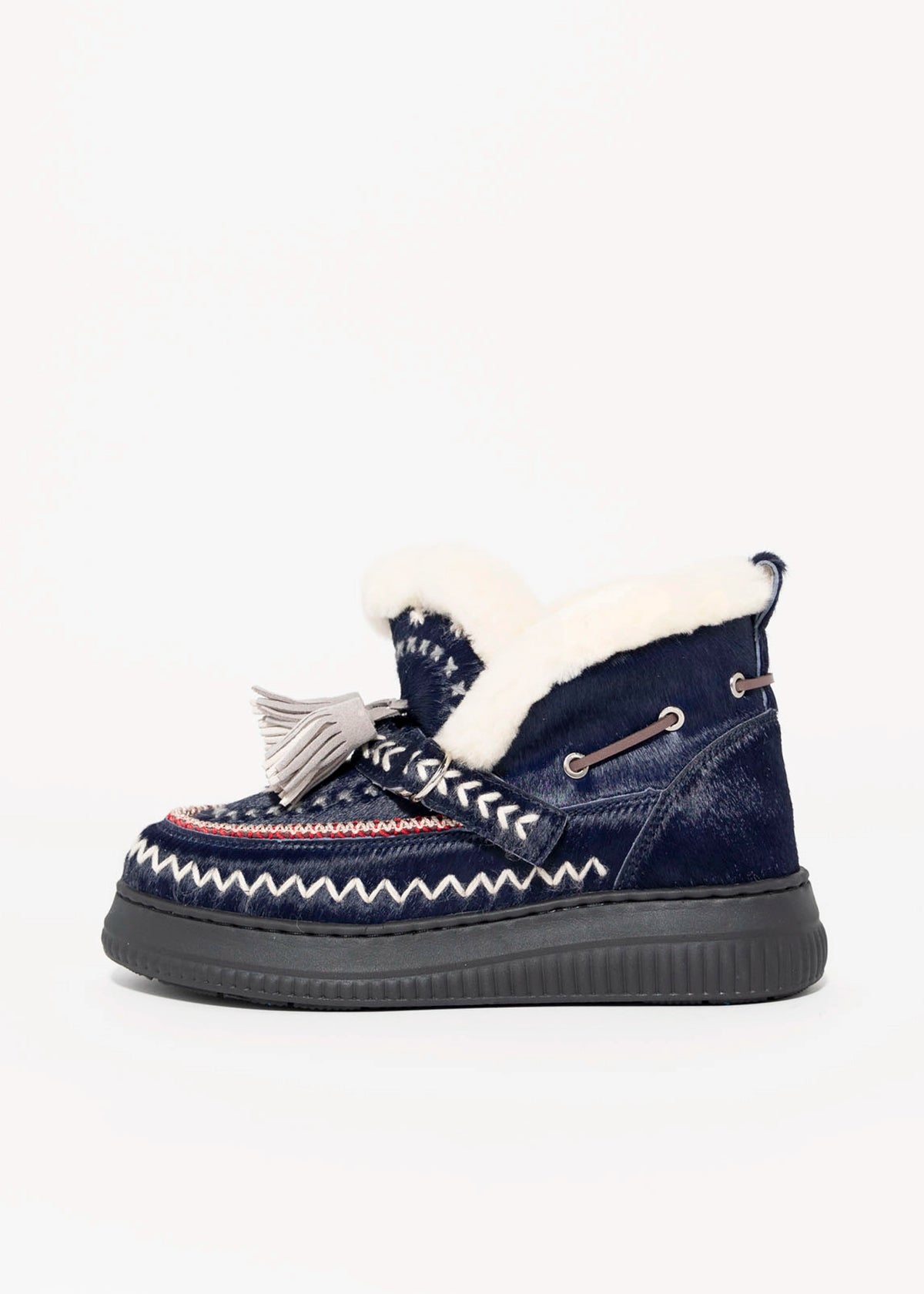 swatch_Navy Haircalf nanku l'idea shearling lined booties