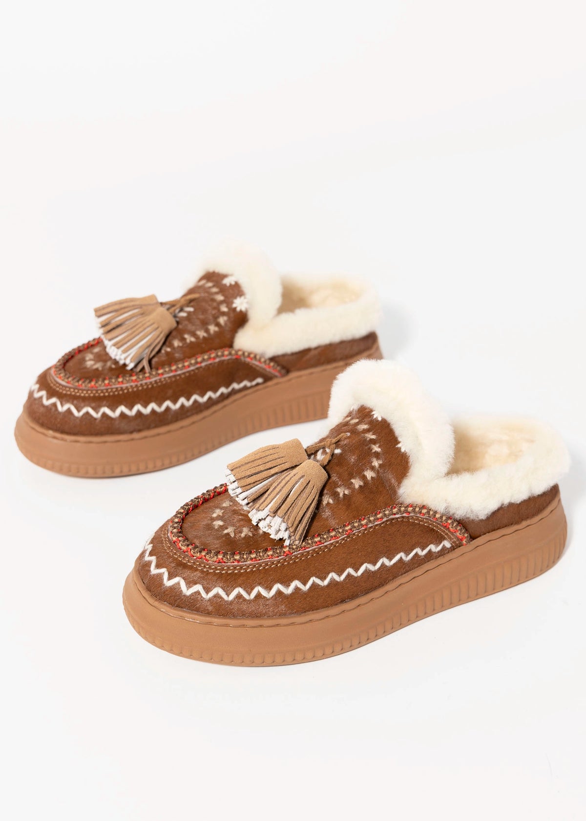 swatch_Camel Haircalf nanku l'idea shearling lined mule