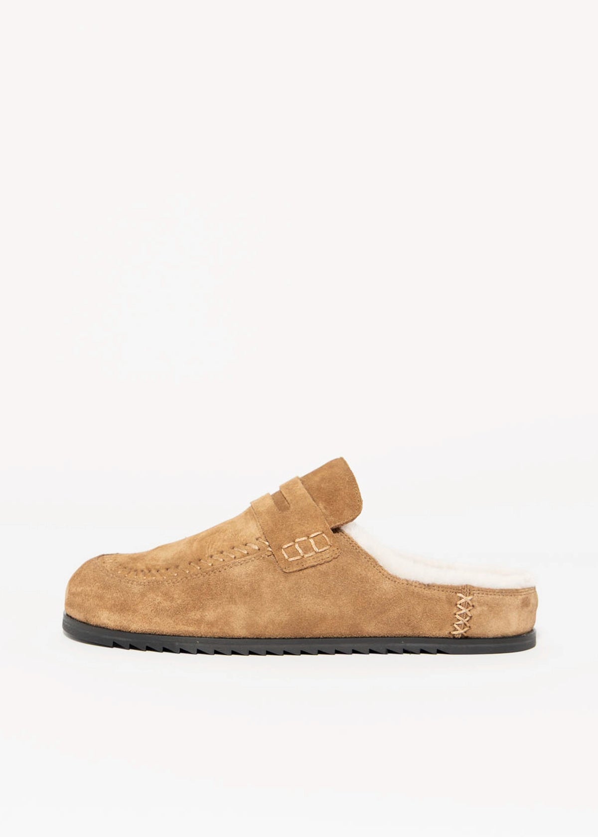 swatch_Tan Suede nova roma shearling lined clog