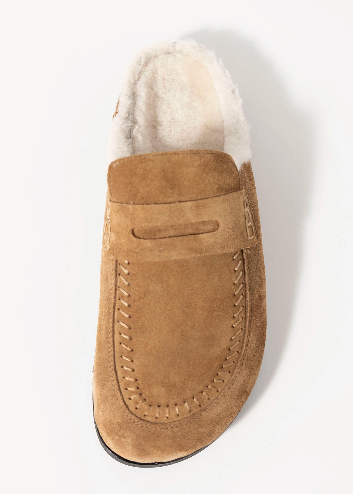 swatch_Tan Suede nova roma shearling lined clog