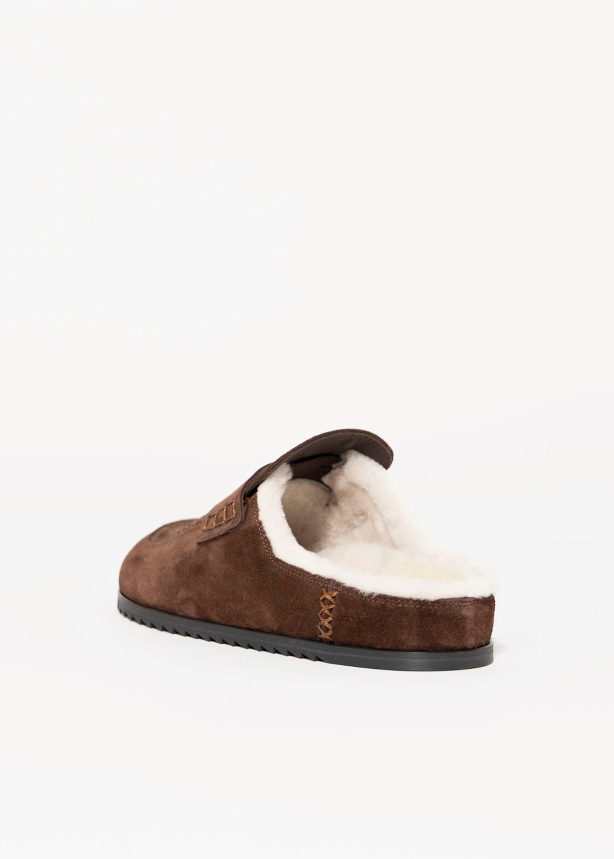 swatch_Brown Suede nova roma shearling lined clog