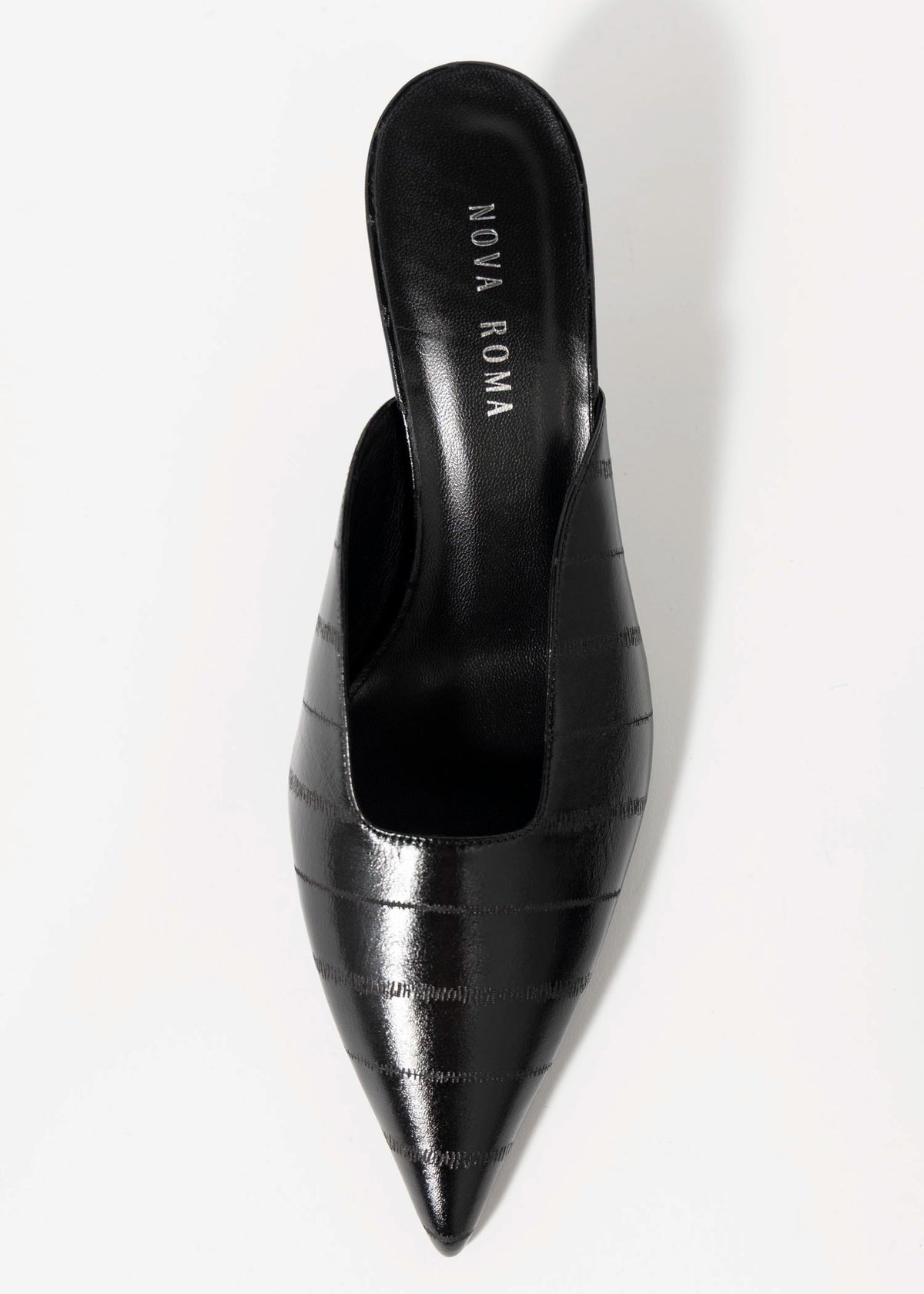 swatch_Black Eel nova roma pointed toe kitten heel