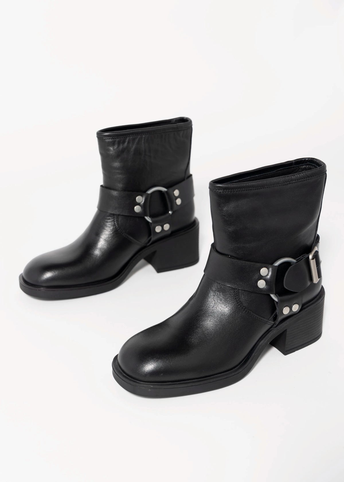 swatch_Black Leather nova roma leather harness biker boot