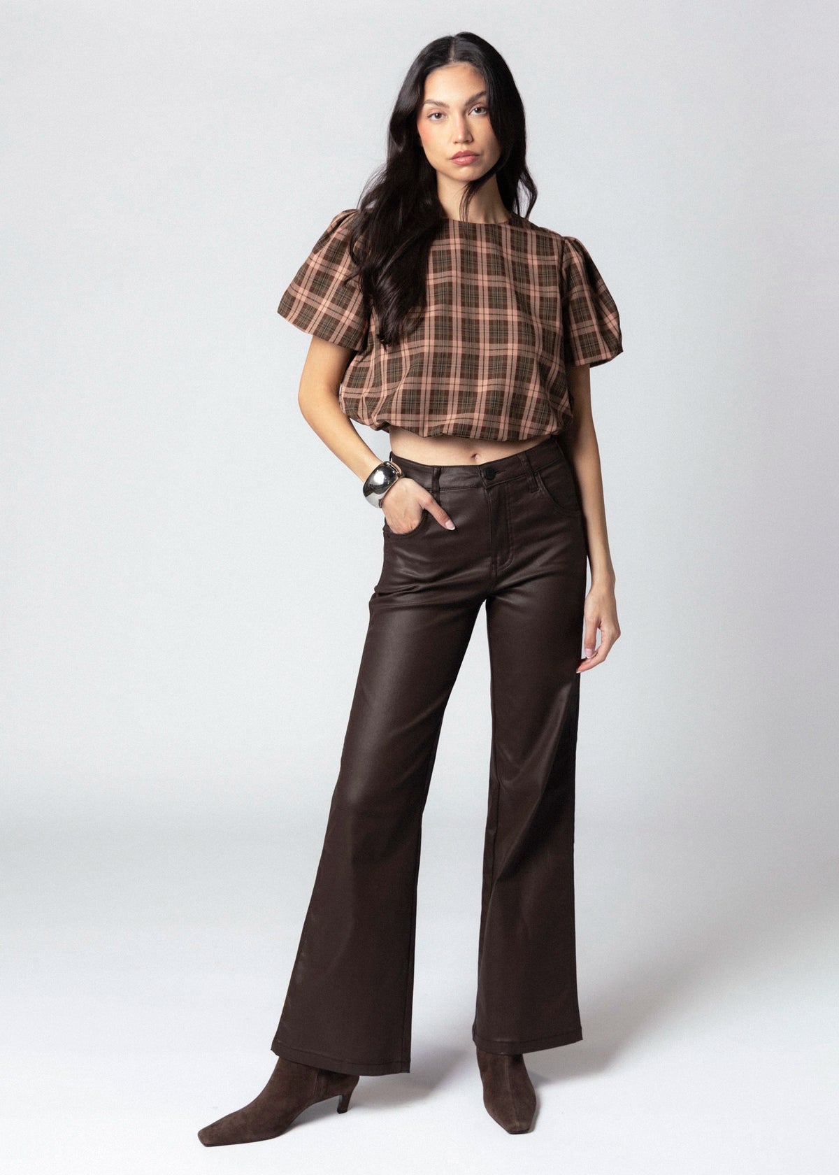 swatch_Brown Multi fore plaid blouse