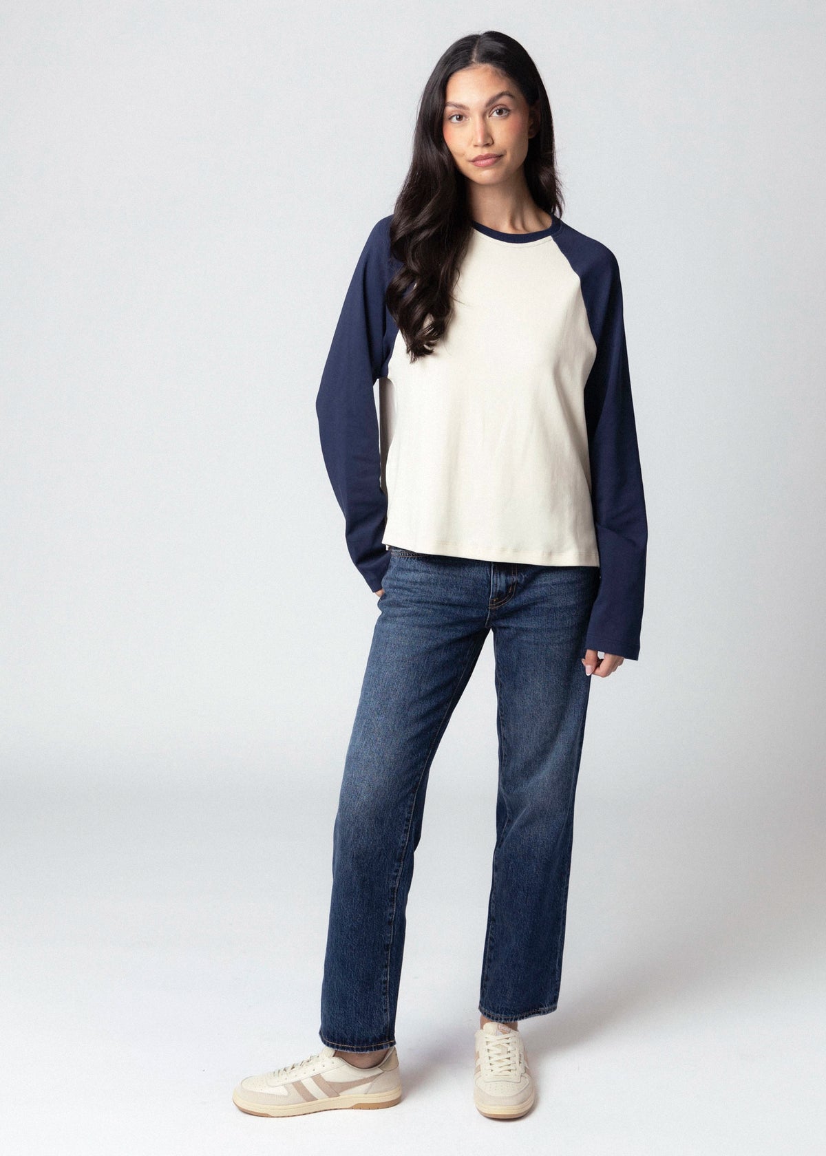 swatch_Ivory/Navy the blank lab cotton baseball tshirt