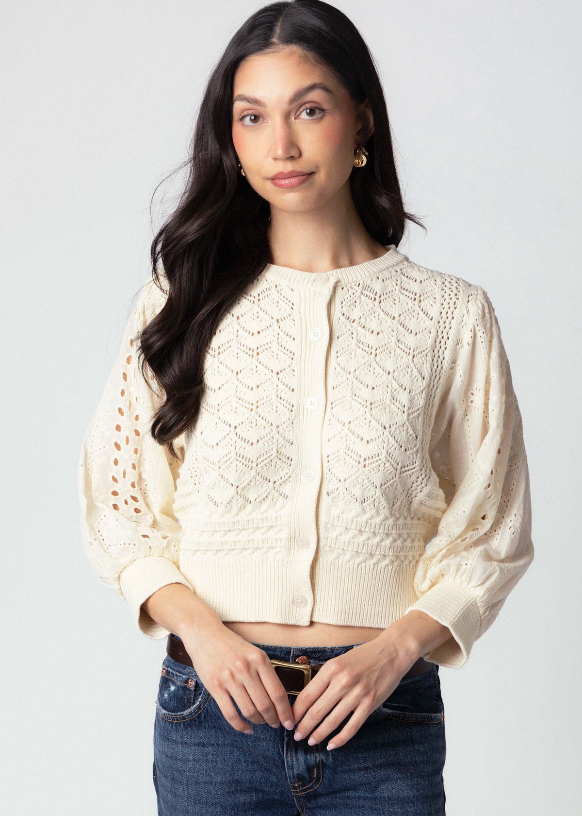 swatch_Cream hendry crochet cardigan