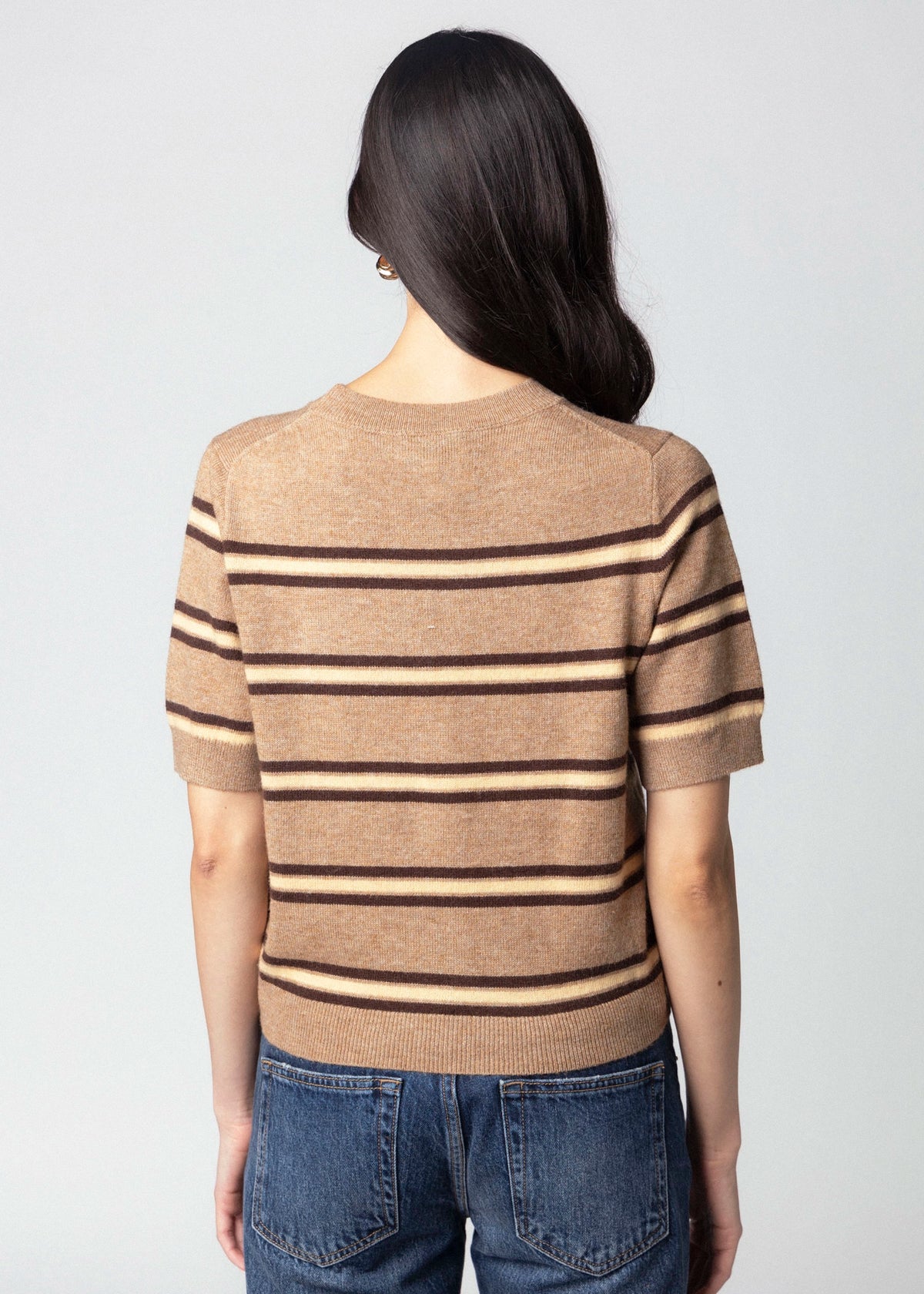 swatch_Stripe Latte short sleeve striped sweater