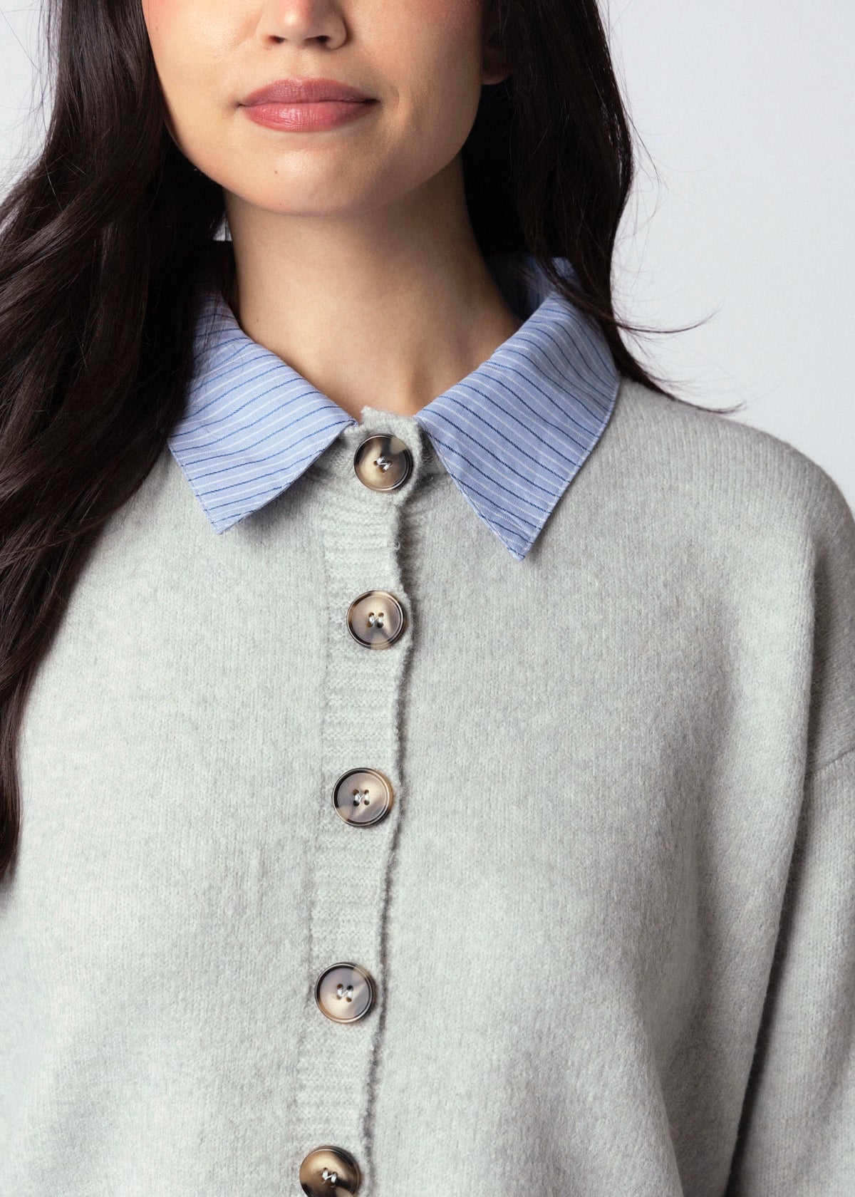 swatch_Light Grey contrast trim cardigan