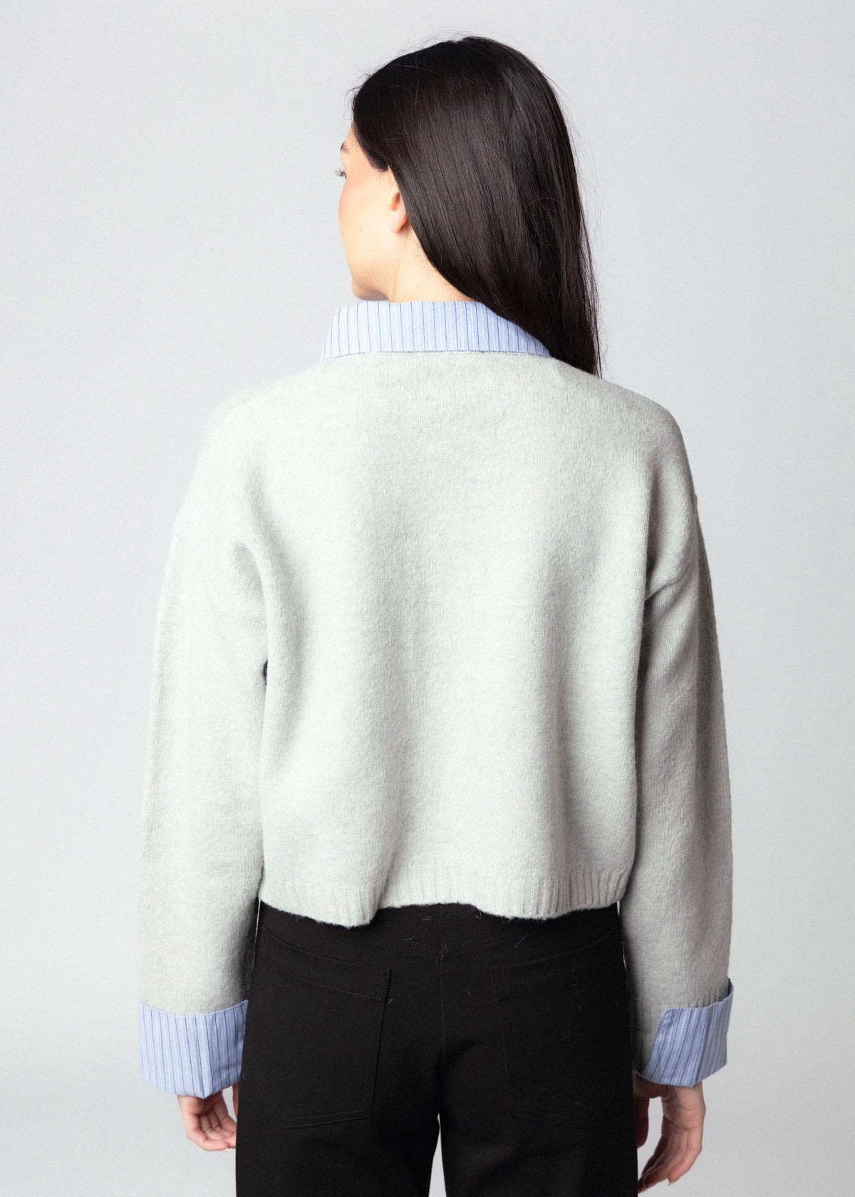 swatch_Light Grey contrast trim cardigan