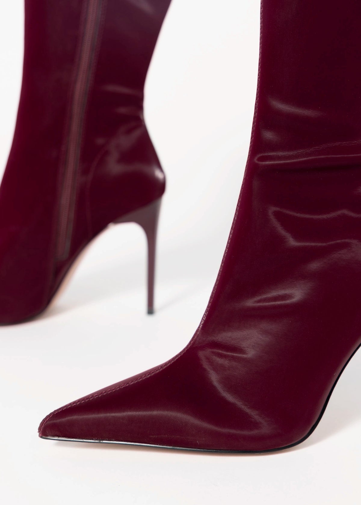 swatch_Burgundy Fabric steve madden mackena pointed toe stretch heeled boot