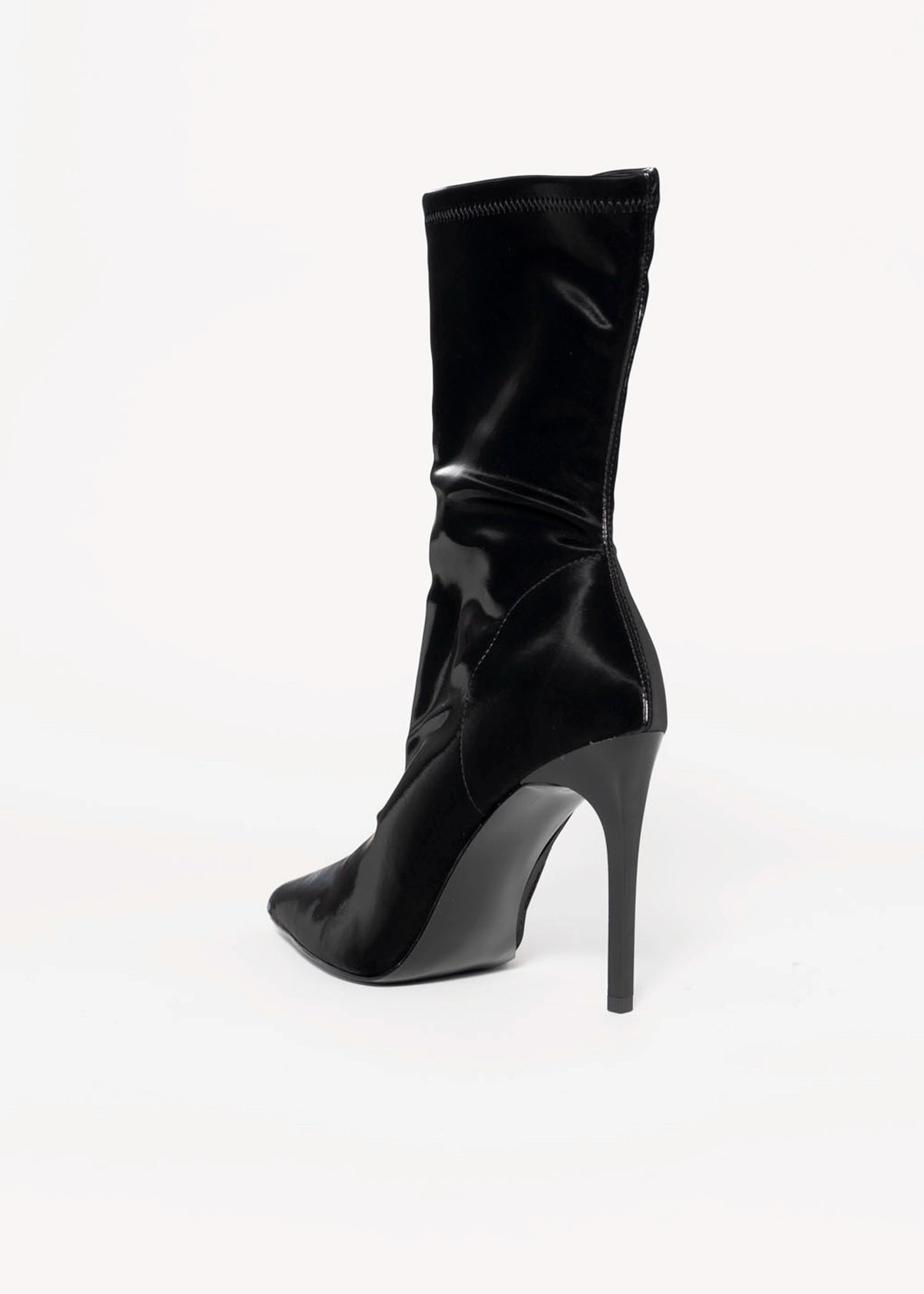 swatch_Black Fabric steve madden mackena pointed toe stretch heeled boot
