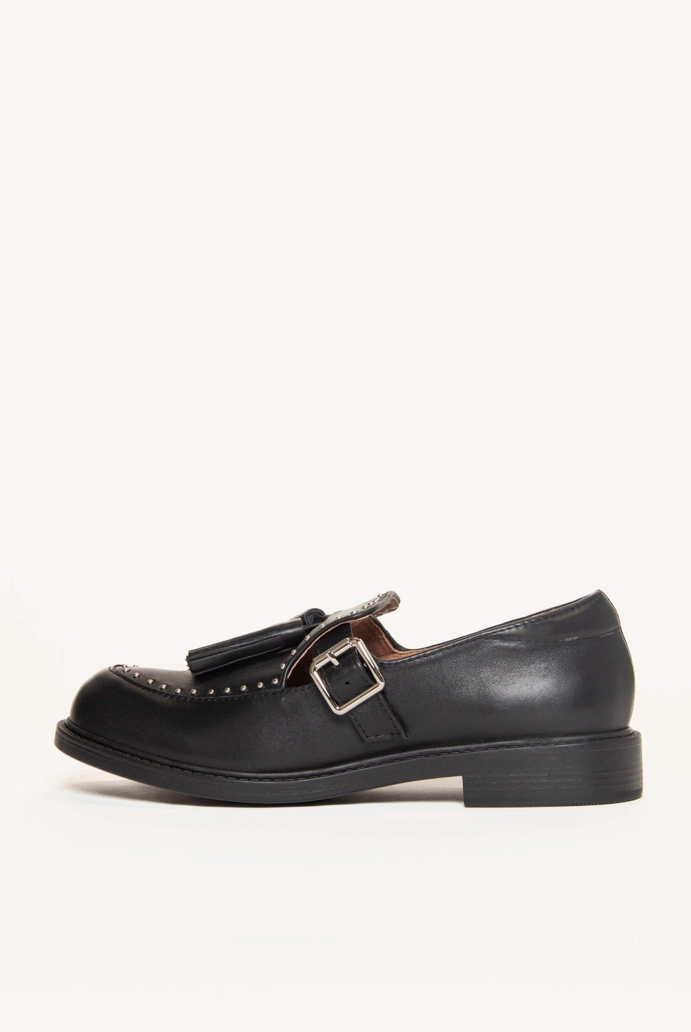 swatch_Black Leather big tassel loafer shoes
