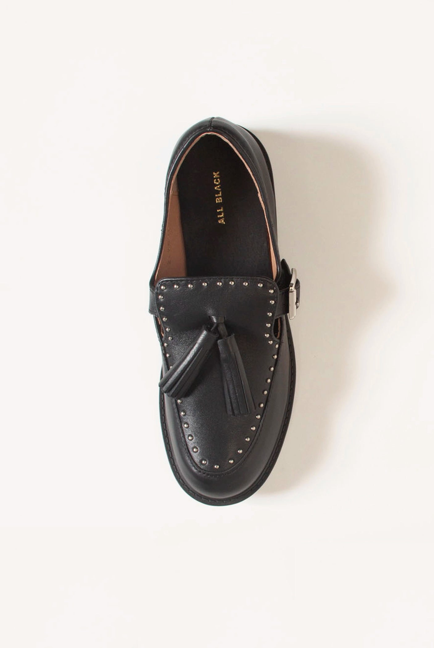 swatch_Black Leather big tassel loafer shoes