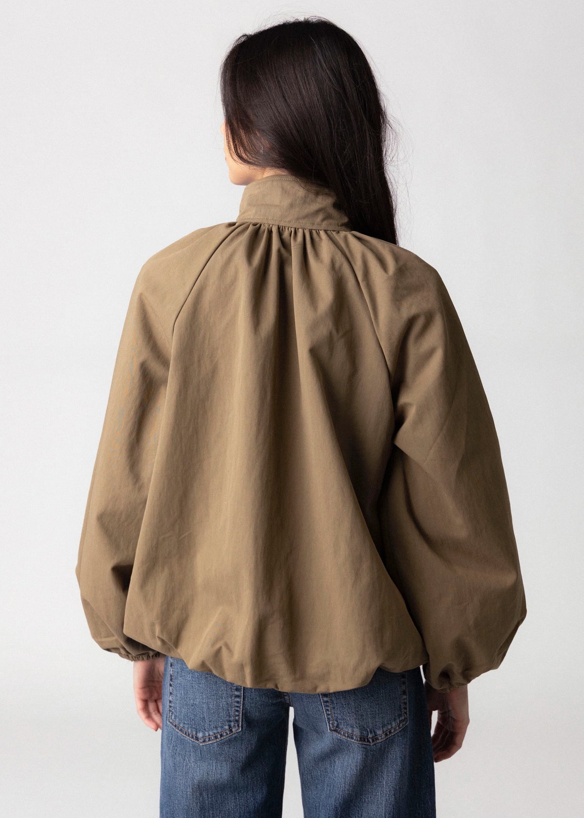 swatch_Light Olive high neck gathered jacket
