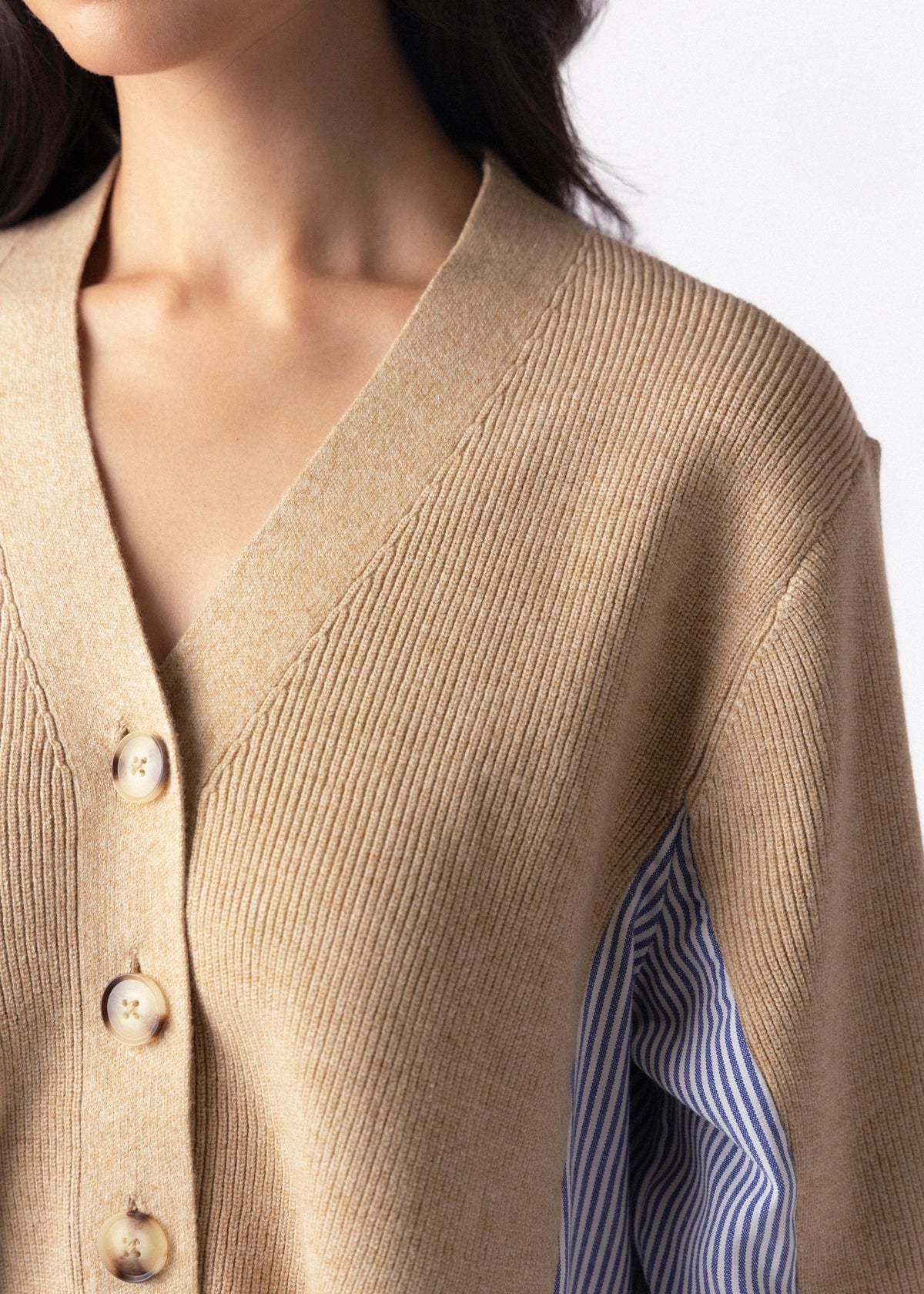 swatch_Oat fifteen twenty celine mixed media cardigan