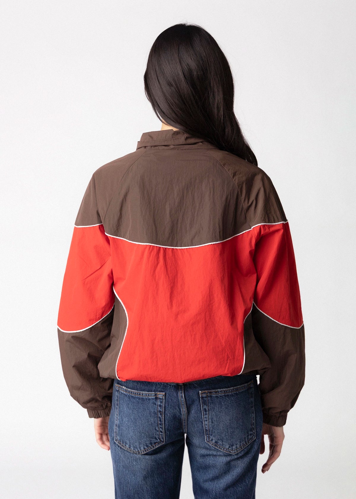 swatch_Brown/Red pretty garbage goldie funnel neck windbreaker jacket