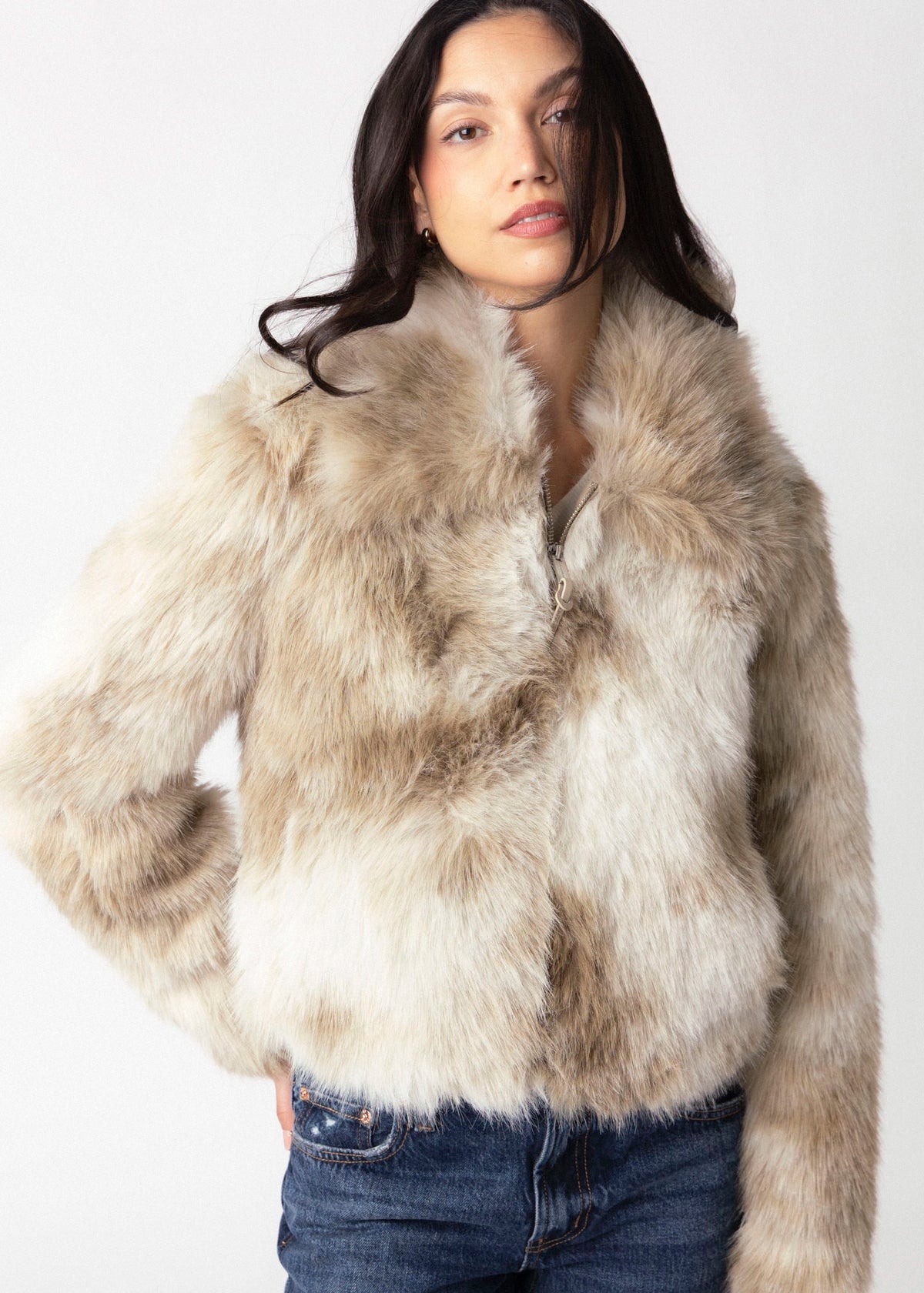 swatch_Birch/Basil rino and pelle amine faux fur jacket