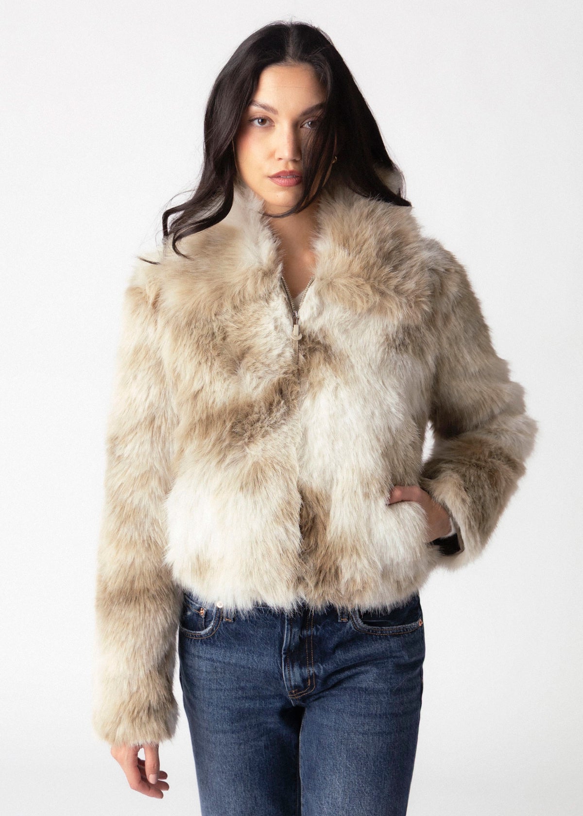 swatch_Birch/Basil rino and pelle amine faux fur jacket