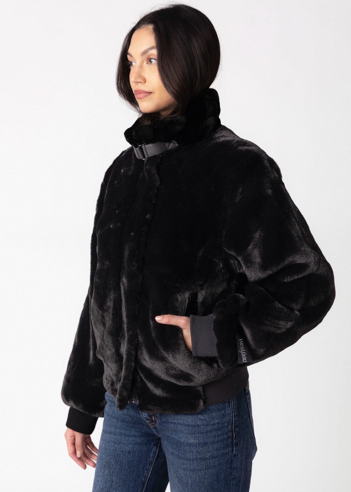 swatch_Black rino and pelle ambra faux fur jacket