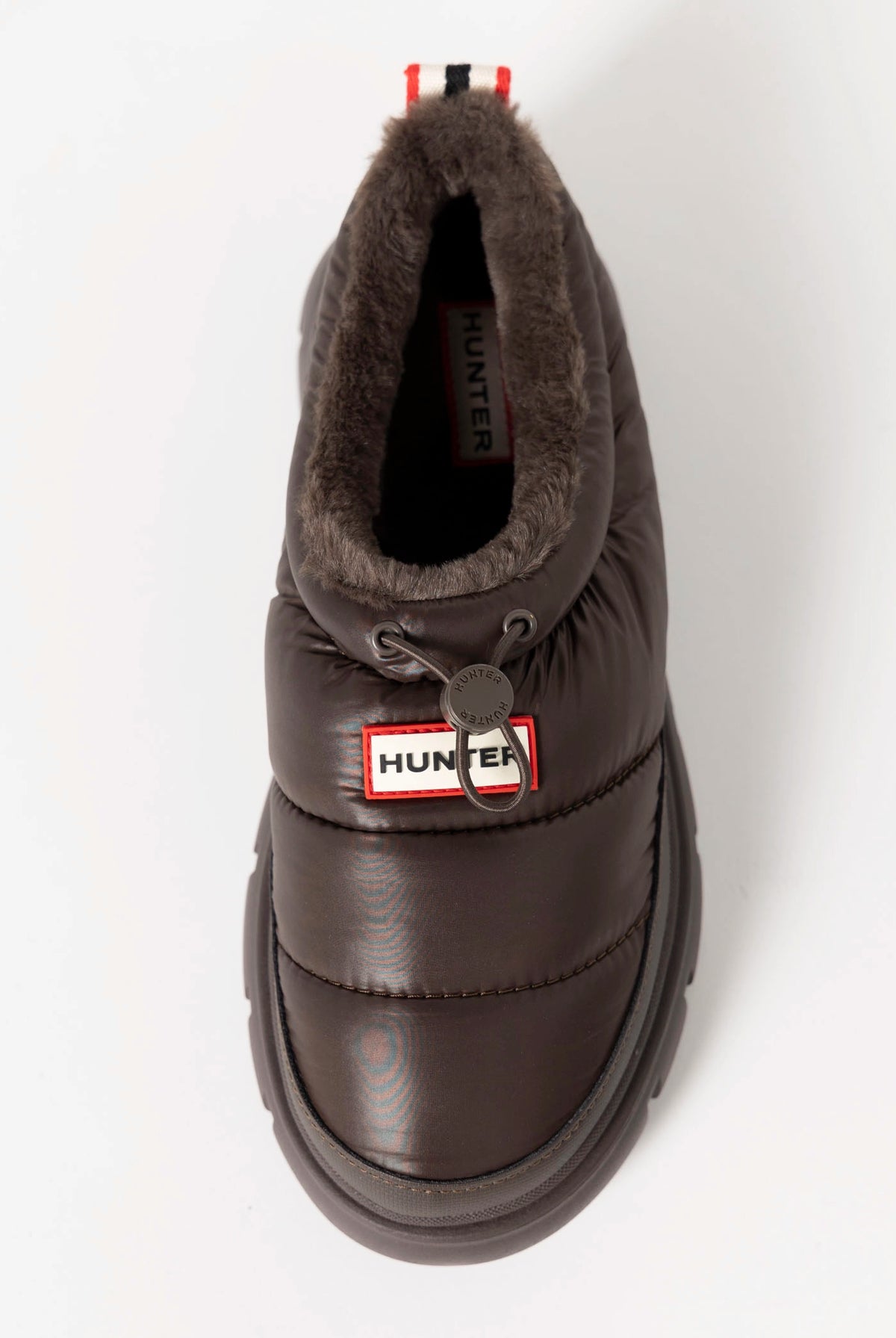 swatch_Dark Brown hunter boots madi 5 nylon puffer booties