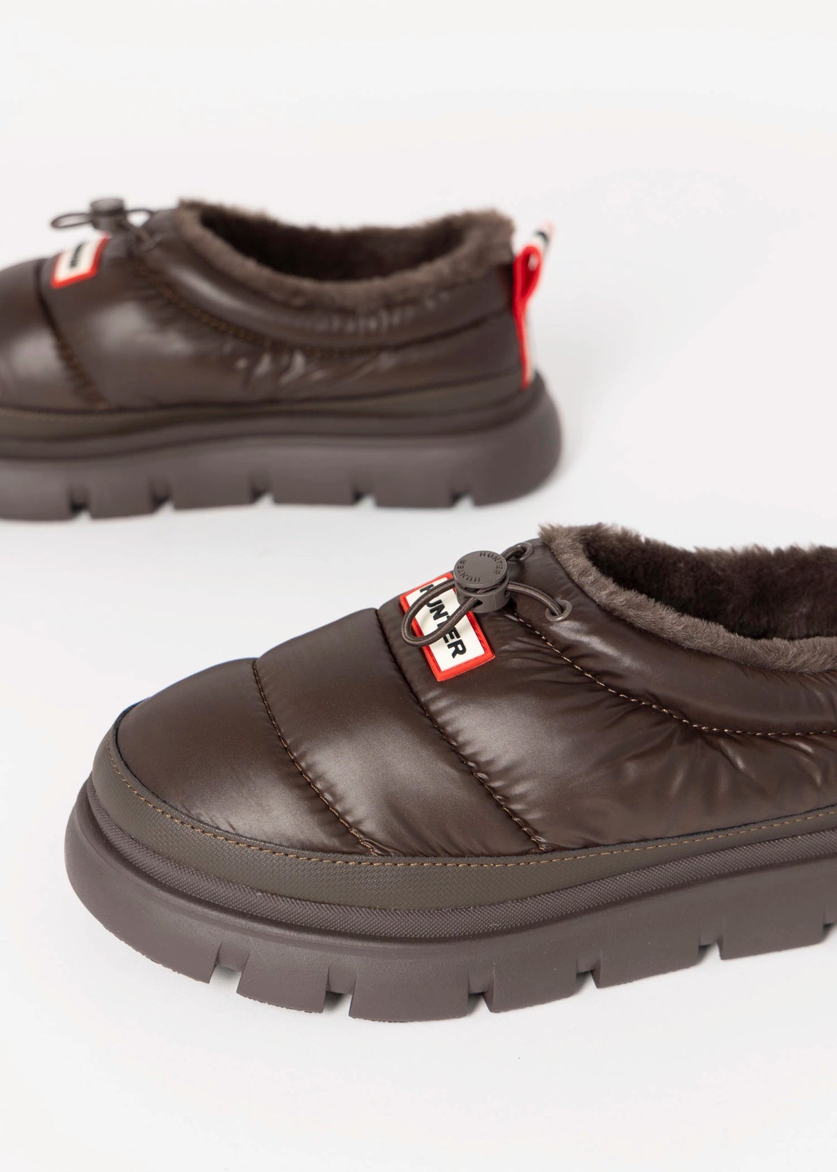 swatch_Dark Brown hunter boots madi 5 nylon puffer booties