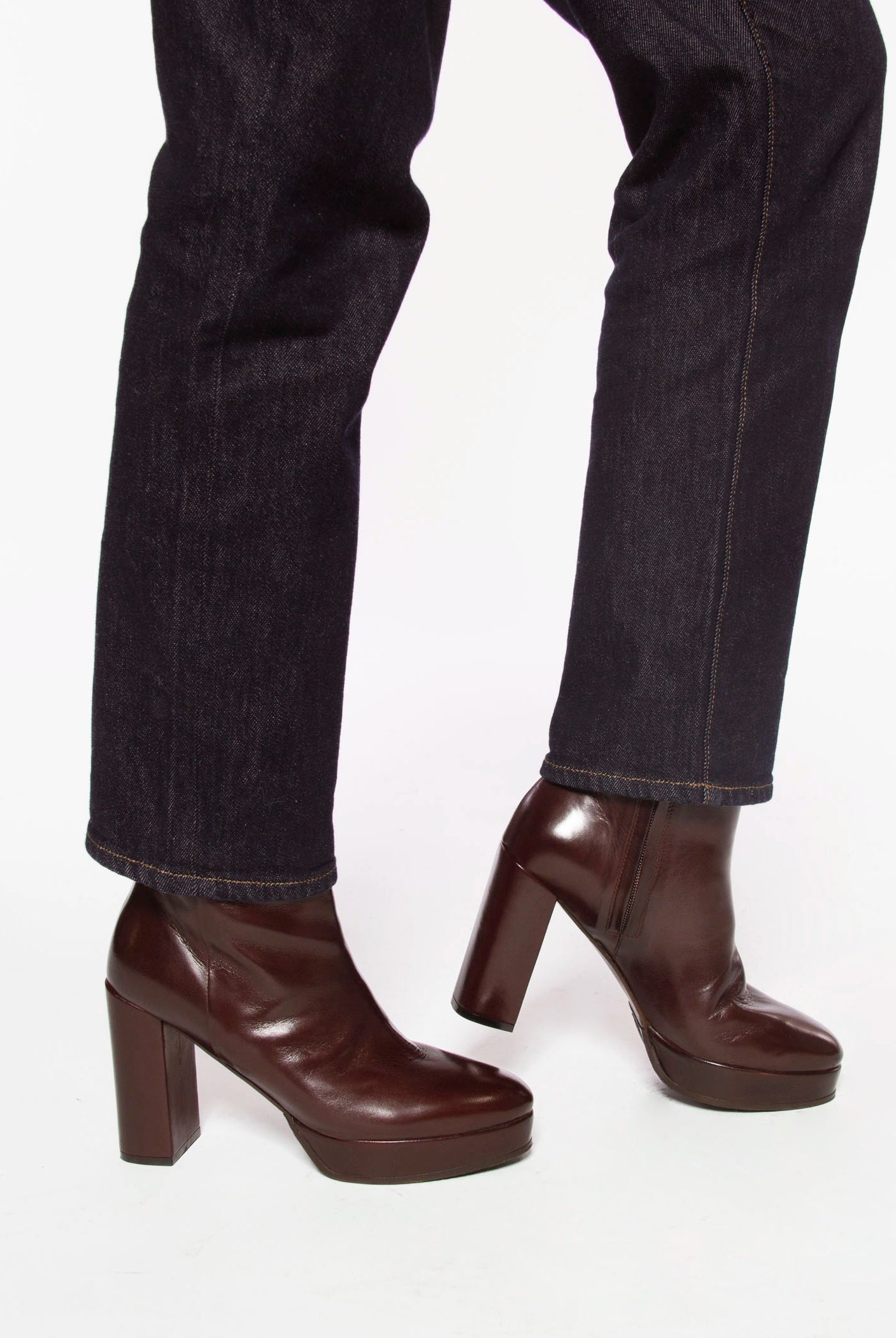 swatch_Rust Leather platform boot shoes