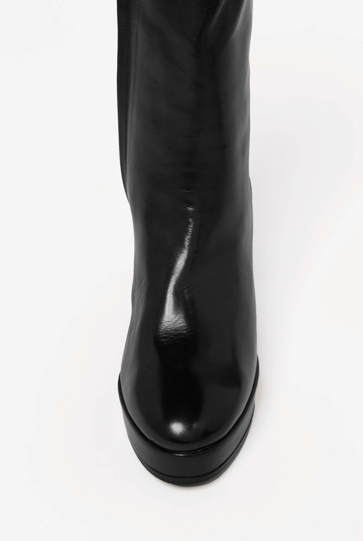swatch_Black Leather platform boot shoes
